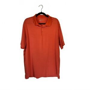Nike Golf Men's Orange Striped Polo Shirt XL performance Shirt